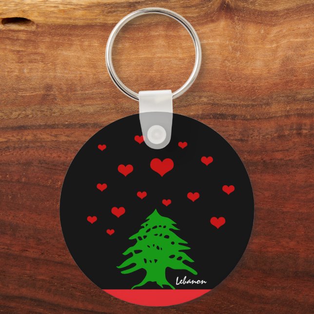 Porte-clés Coeurs du Liban & drapeau libanais mode / Amour (Recto)