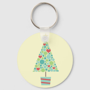 Porte-clés Coeurs mignons pastel moderne sapin de Noël