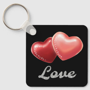 Porte-clés Cœurs Rouges Pailletés Romantiques "Amour" Design
