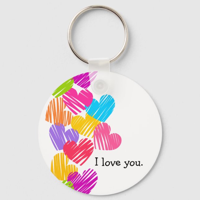 Porte-clés Coeurs vibrants "Je t'aime" Porte - clé (Recto)