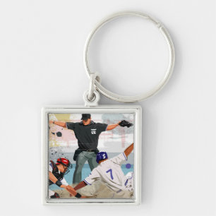 Porte-clés Coffre-fort de joueur de baseball au marbre