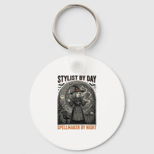 Porte-clés Coiffeur Halloween Sorcière Salon Vintage Magie De