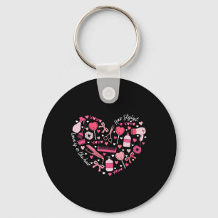 Porte-clés Coiffeur Saint-Valentin Cœur Coiffeuse Cosmétique