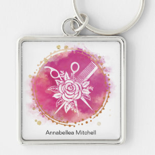 Porte-clés Coiffeur Styliste Belle ciseaux Rose rose rose