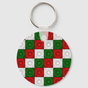 Porte-clés Coins plissés-Rouge-Blanc-Vert-PORTE - CLÉ