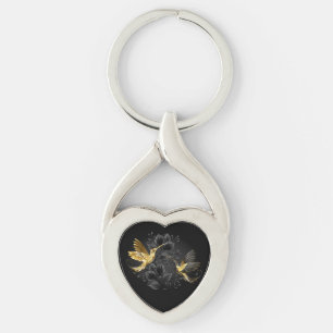 Porte-clés Colibri noir et or
