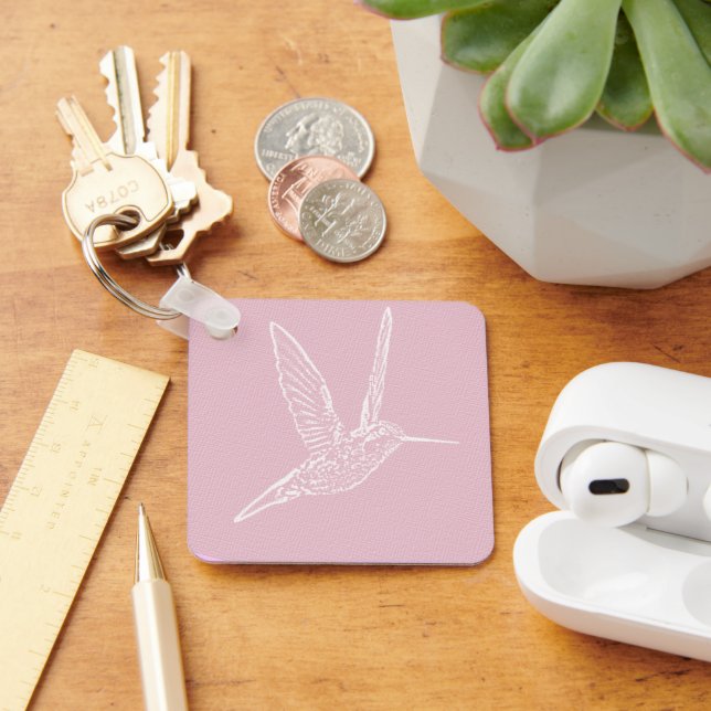 Porte-clés Colibri rose et blanc (Bureau)