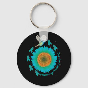 Porte-clés Colibri Tournesol Turquoise Ruban Cancer de l'ovai