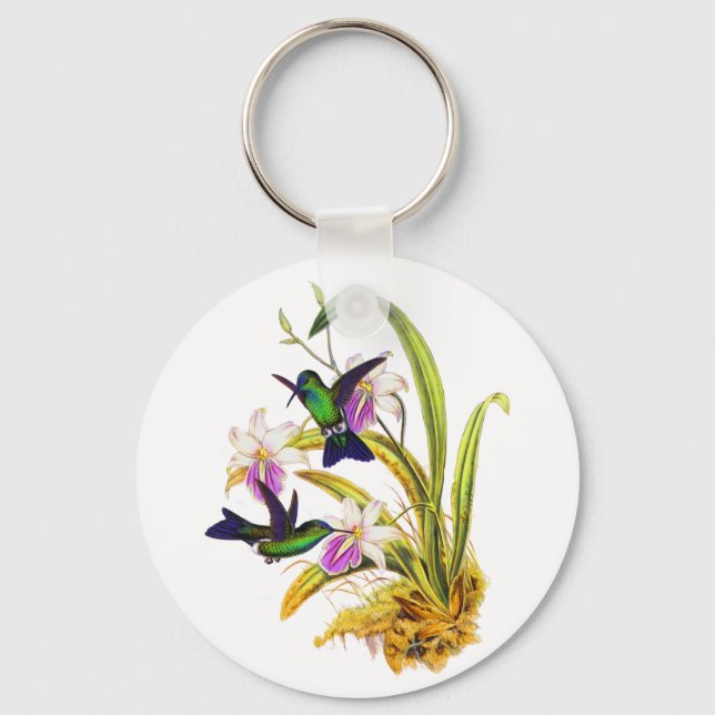 Porte-clés Colibris et orchidées pourpres (Recto)