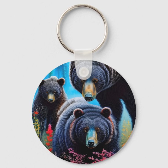 Porte-clés Collage de la famille de l'ours (Verso)