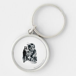 Porte-clés Collage de la main noire et du crâne