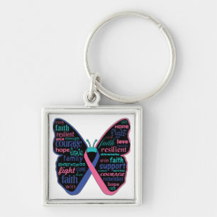 Porte-clés Collage de papillon de cancer de la thyroïde des