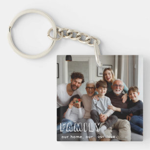 Porte-clés Collage de script familial Chic
