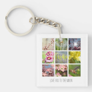 Porte-clés Collage de texte et de photos personnalisé