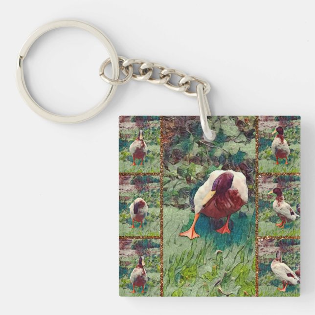 Porte-clés Collage photo de canard amarré, Clavier (Devant)