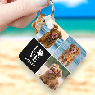Porte-clés Collage photo personnalisé amour chien nom Animal