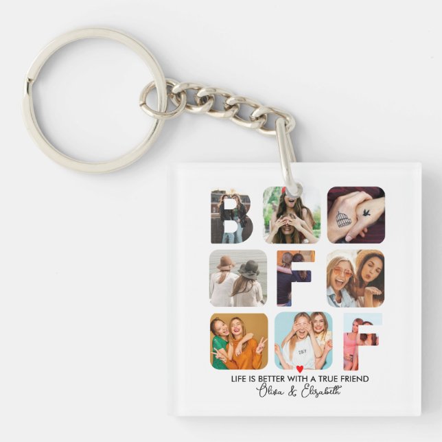 Porte-clés Collage photo personnalisé Besties BFF Cadeaux d'a (Devant)