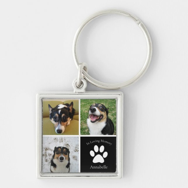 Porte-clés Collage photo personnalisé Chien mémorial de conse (Devant)
