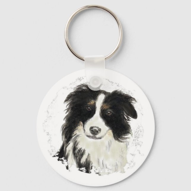 Porte-clés Collie de bordure personnalisée - Collection de ch (Recto)