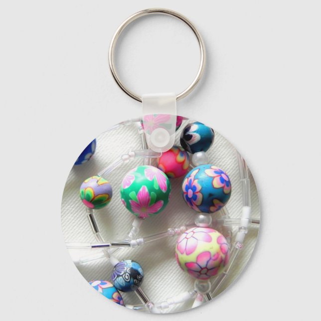 Porte-clés collier perlé multicolore (Recto)