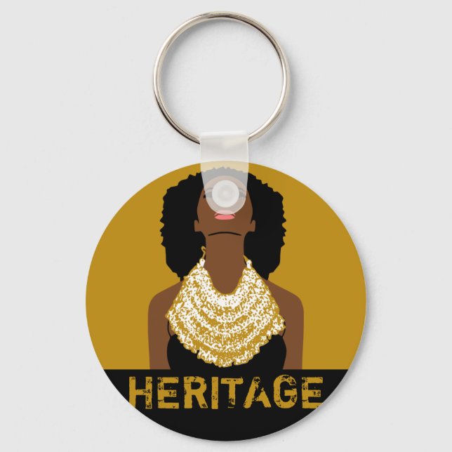Porte-clés Collier tribal afro-noir femme noire Patrimoine AF (Recto)