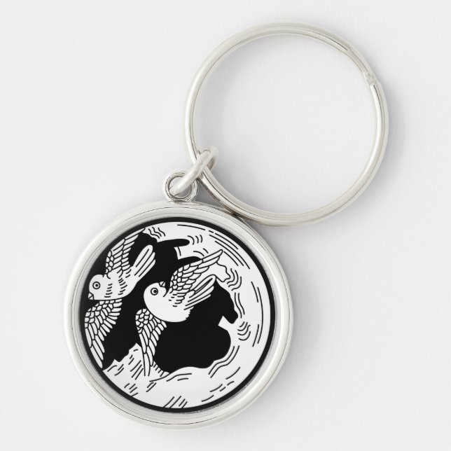 Porte-clés colombes et vieil arbre (Devant)