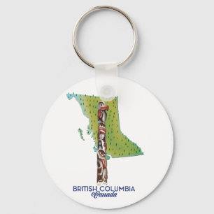 Porte-clés Colombie-Britannique Carte du Canada. Café géant M