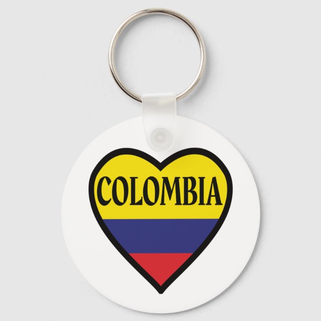 Porte-clés Colombie Drapeau Clé Coeur (Recto)