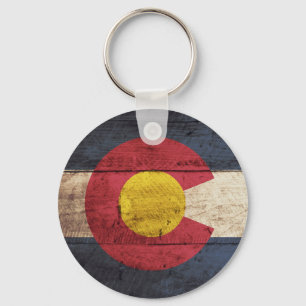 Porte-clés Colorado State Flag on Old Wood Grain