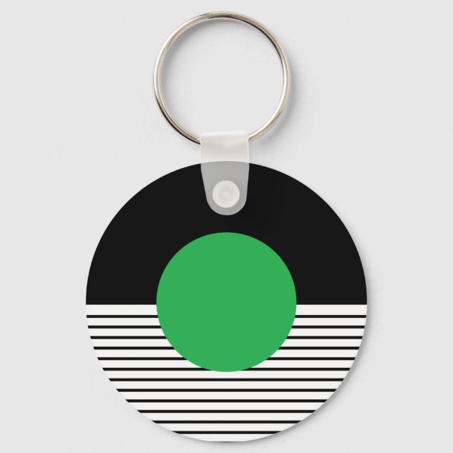 Porte-clés Colorbloc noir blanc et cercle vert (Recto)