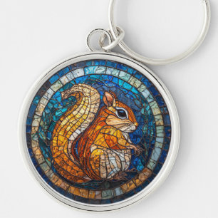 Porte-clés Coloré Art de Verre Teinté Écureuil Joyeux