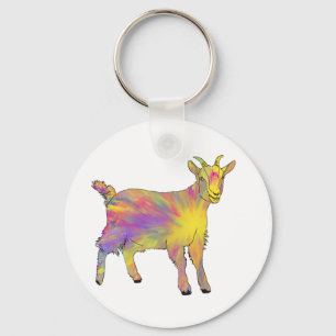 Porte-clés Coloré Cute Artsy Chèvre Drôle Funky Animal Art