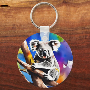 Porte-clés Coloré Koala Bear Aquarelle Splash,