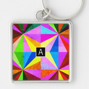 Porte-clés Coloré Moderne Multi-Coloré Géométrique Monogram
