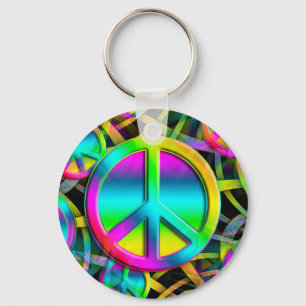 Porte-clés Coloré PEACE motif sans faille + vos idées