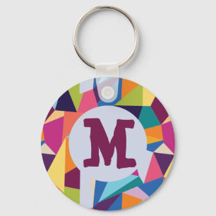 Porte-clés Colorful Abstract Keychain with Initial