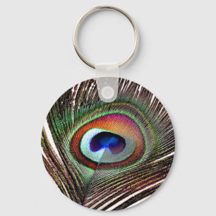 Porte-clés Colorful Copper Peacock Feather