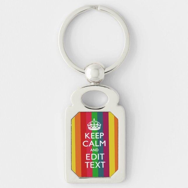 Porte-clés Colorful Rainbow Keep Calm And Your Text Customize (Devant)