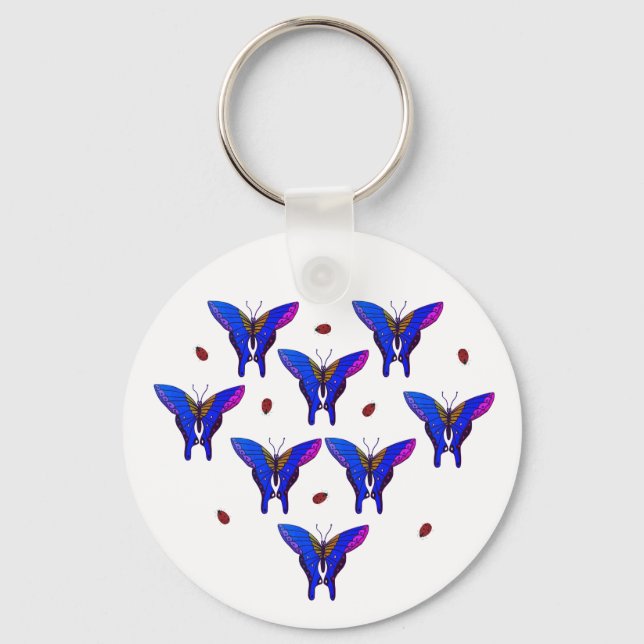Porte-clés Colourful Butterfly and Ladybird Keyring Keychain (Recto)