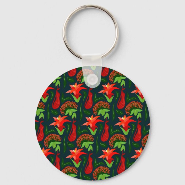Porte-clés Colourful Exotic Flowers Leaves Pattern-23187 (Recto)