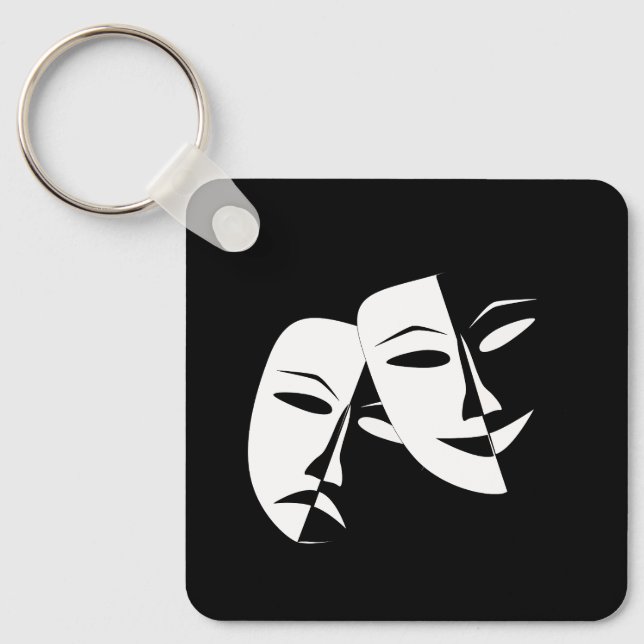 Porte-clés Comédie Tragédie Théâtre noir et blanc Masque Keyc (Recto)