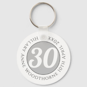 Porte-clés Commémoration d'anniversaire avec le nom, l'âge et