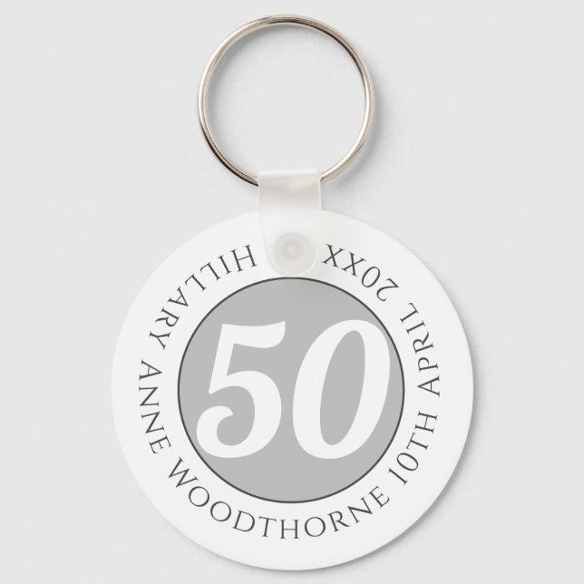 Porte-clés Commémoration d'anniversaire avec le nom, l'âge et (Recto)
