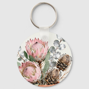 Porte-clés Composition de protée eucalyptus à l'aquarelle