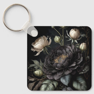 Porte-clés Composition de rose gothique Fleur noire