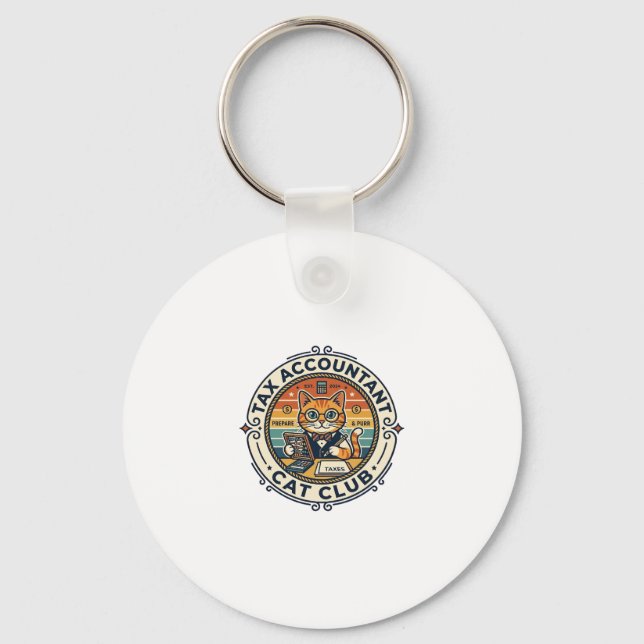 Porte-clés Comptable fiscal chat mignon kitty design - Compte (Recto)