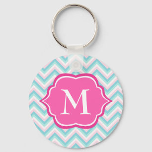 Porte-clés Conception blanche rose bleue de monogramme de