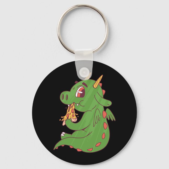 Porte-clés Conception de bébé dragon mangeant une délicieuse  (Recto)