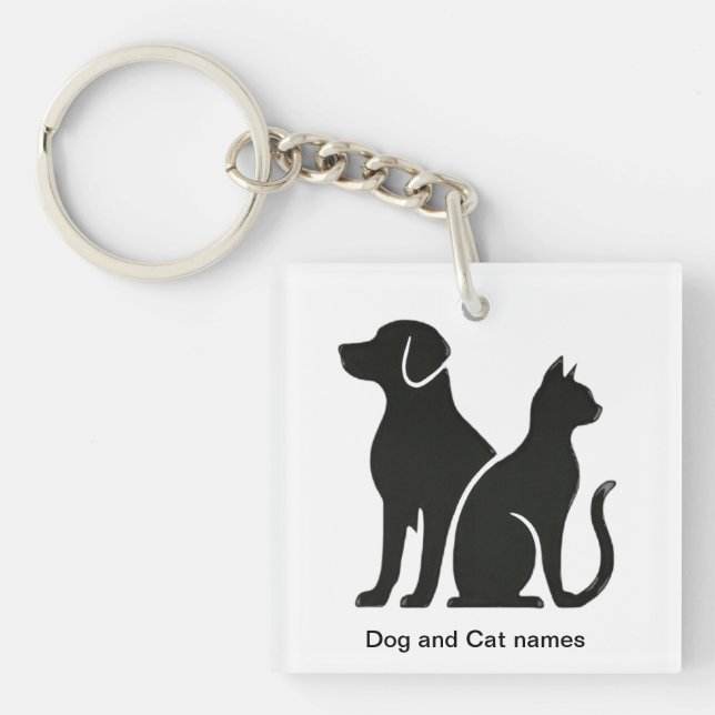 Porte-clés Conception de boho de chien et de chat (Devant)