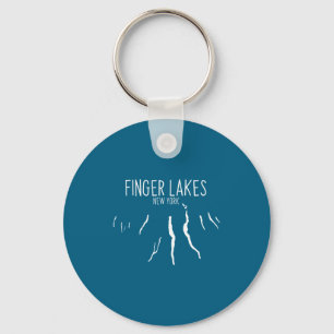 Porte-clés Conception de carte des Finger Lakes de New York _